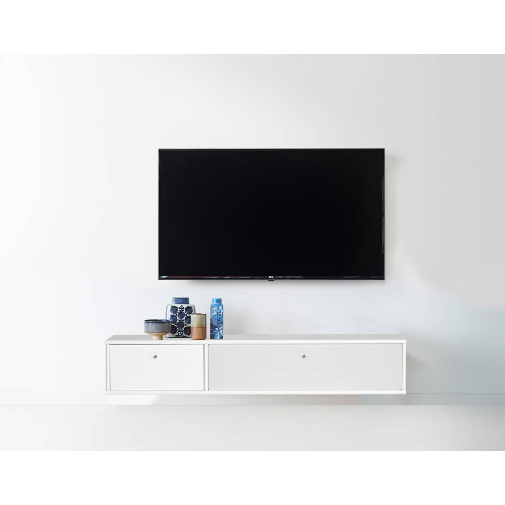 Mistral TV-bänk med tyglucka/trälucka 133 cm vit